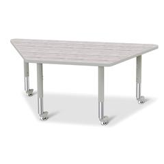 Berries® Trapezoid Activity Table - 30" X 60", Mobile - Driftwood Gray/Gray/Gray