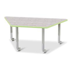 Berries® Trapezoid Activity Table - 30" X 60", Mobile - Driftwood Gray/Key Lime/Gray