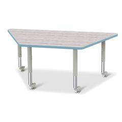 Berries® Trapezoid Activity Table - 30" X 60", Mobile - Driftwood Gray/Coastal Blue/Gray