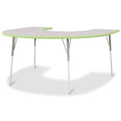 Berries® Horseshoe Activity Table - 60" X 66", A-height - Driftwood Gray/Key Lime/Gray