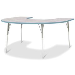 Berries® Horseshoe Activity Table - 60" X 66", A-height - Driftwood Gray/Coastal Blue/Gray