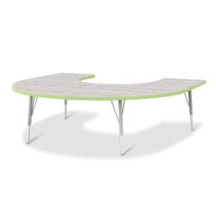 Berries® Horseshoe Activity Table - 60" X 66", E-height - Driftwood Gray/Key Lime/Gray