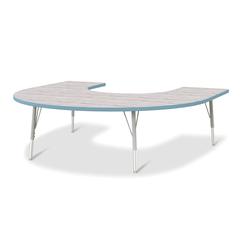 Berries® Horseshoe Activity Table - 60" X 66", E-height - Driftwood Gray/Coastal Blue/Gray