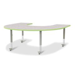 Berries® Horseshoe Activity Table - 60" X 66", Mobile - Driftwood Gray/Key Lime/Gray