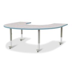 Berries® Horseshoe Activity Table - 60" X 66", Mobile - Driftwood Gray/Coastal Blue/Gray