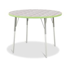Berries® Round Activity Table - 42" Diameter, A-height - Driftwood Gray/Key Lime/Gray
