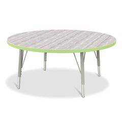Berries® Round Activity Table - 42" Diameter, E-height - Driftwood Gray/Key Lime/Gray