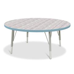 Berries® Round Activity Table - 42" Diameter, E-height - Driftwood Gray/Coastal Blue/Gray