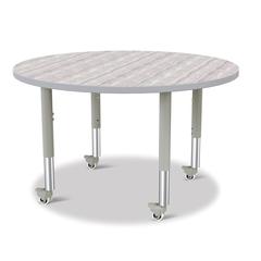 Berries® Round Activity Table - 42" Diameter, Mobile - Driftwood Gray/Gray/Gray