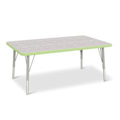 Berries® Rectangle Activity Table - 30" X 48", E-height - Driftwood Gray/Key Lime/Gray