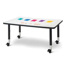 Berries® Rectangle Dry Erase Table - 48" x 30", Mobile - Write-n-Wipe/Black/Black