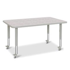 Berries® Rectangle Activity Table - 30" X 48", Mobile - Driftwood Gray/Gray/Gray