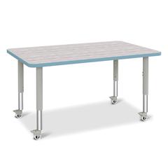 Berries® Rectangle Activity Table - 30" X 48", Mobile - Driftwood Gray/Coastal Blue/Gray