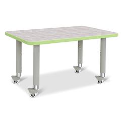 Berries® Rectangle Activity Table - 24" X 36", Mobile - Driftwood Gray/Key Lime/Gray