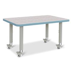 Berries® Rectangle Activity Table - 24" X 36", Mobile - Driftwood Gray/Coastal Blue/Gray