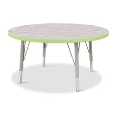 Berries® Round Activity Table - 36" Diameter, E-height - Driftwood Gray/Key Lime/Gray