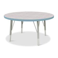 Berries® Round Activity Table - 36" Diameter, E-height - Driftwood Gray/Coastal Blue/Gray
