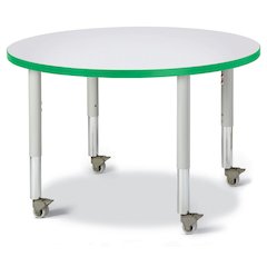 Berries Round Activity Table - 36" Diameter, Mobile - Freckled Gray/Green/Gray