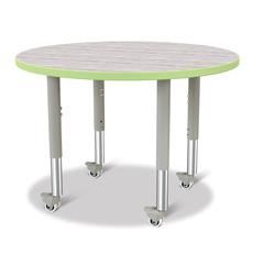 Berries® Round Activity Table - 36" Diameter, Mobile - Driftwood Gray/Key Lime/Gray