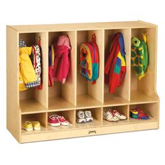 Toddler 5 Section Coat Locker with Step - without Trays