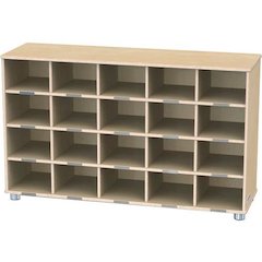 Jonti-Craft TrueModern 20-Cubbie Bins Storage - 20 Compartment(s) - 29.5" Height x 48.5" Width x 15" Depth - Durable, Rounded Corner, Yellowing Resistant - UV Acrylic - Baltic - Anodized Aluminum, Bal