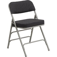 Triple Braced & Double Hinged Black Pin-Dot Fabric Metal Folding Chair pack of 4