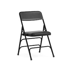 HERCULES Series Curved Triple Braced & Double Hinged Black Vinyl Metal Folding Chair