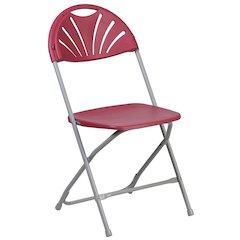 HERCULES Series 650 lb. Capacity Burgundy Plastic Fan Back Folding Chair