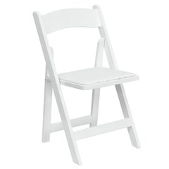 HERCULES Series White Wood Folding Chair with Vinyl Padded Seat