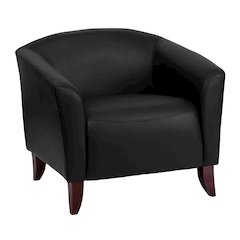 Black LeatherSoft Chair with Cherry Wood Feet