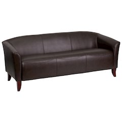 Brown LeatherSoft Sofa with Cherry Wood Feet