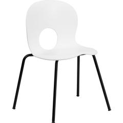 770 lb. Capacity Designer White Plastic Stack Chair with Black Frame