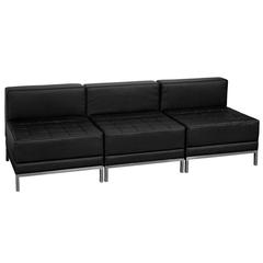 Black LeatherSoft Lounge Set, 3 Pieces