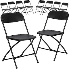 10 Pk. HERCULES Series 650 lb. Capacity Premium Black Plastic Folding Chair