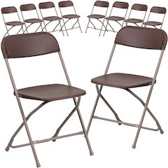 10 Pk. HERCULES Series 800 lb. Capacity Premium Brown Plastic Folding Chair