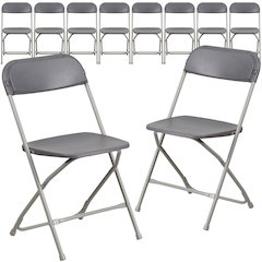 10 Pk. HERCULES Series 800 lb. Capacity Premium Grey Plastic Folding Chair