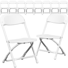 10 Pk. Kids White Plastic Folding Chair