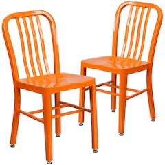 2 Pk. Orange Metal Indoor-Outdoor Chair
