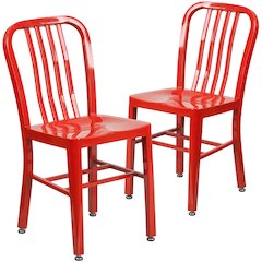 2 Pk. Red Metal Indoor-Outdoor Chair