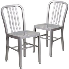 2 Pk. Silver Metal Indoor-Outdoor Chair