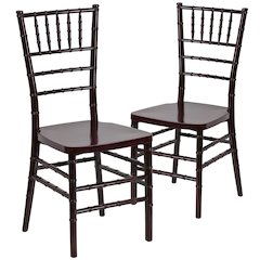 2 Pk. HERCULES PREMIUM Series Mahogany Resin Stacking Chiavari Chair