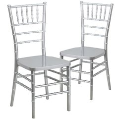 2 Pk. HERCULES PREMIUM Series Silver Resin Stacking Chiavari Chair
