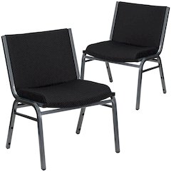 2 Pk. 1000 lb. Capacity Big and Tall Extra Wide Black Fabric Stack Chair