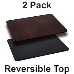 2 Pk. 24'' x 42'' Rectangular Table Top with Black or Mahogany Reversible Top