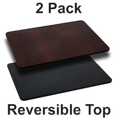 2 Pk. 30'' x 42'' Rectangular Table Top with Black or Mahogany Reversible Top