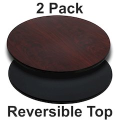 2 Pk. 42'' Round Table Top with Black or Mahogany Reversible Laminate Top