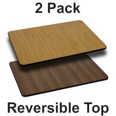 2 Pk. 24'' x 42'' Rectangular Table Top with Natural or Walnut Reversible Top