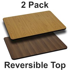 2 Pk. 30'' x 42'' Rectangular Table Top with Natural or Walnut Reversible Top