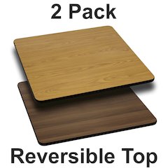 2 Pk. 36'' Square Table Top with Natural or Walnut Reversible Laminate Top