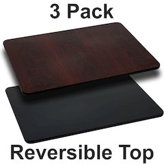 3 Pk. 24'' x 30'' Rectangular Table Top with Black or Mahogany Reversible Top